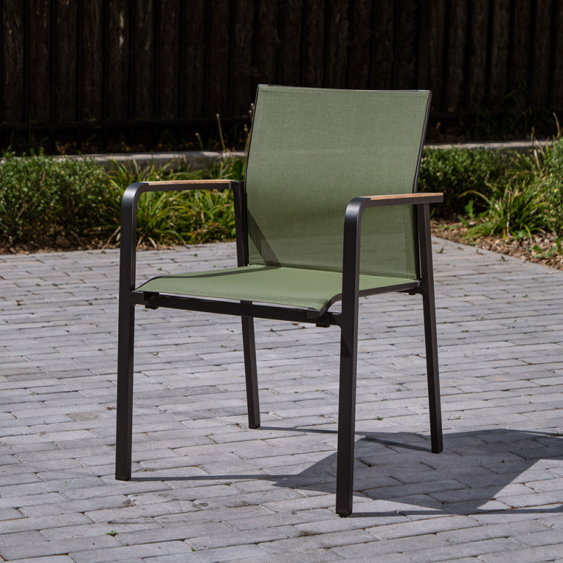Chaise de jardin vert kaki avec accoudoirs - Vondel Référence : CD_Ch90E-04