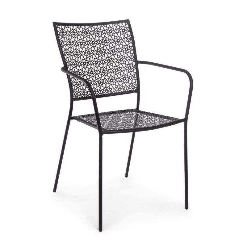 Chaise de jardin acier, chaise jardin metal empilable gris anthracite