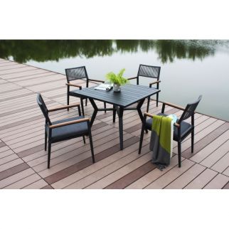 Ensemble Table Et Chaises De Jardin Aluminium Et Composite 4 Personnes