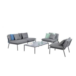 Set canapé RHODES – canapé 2 places, 2 fauteuils, 1 table